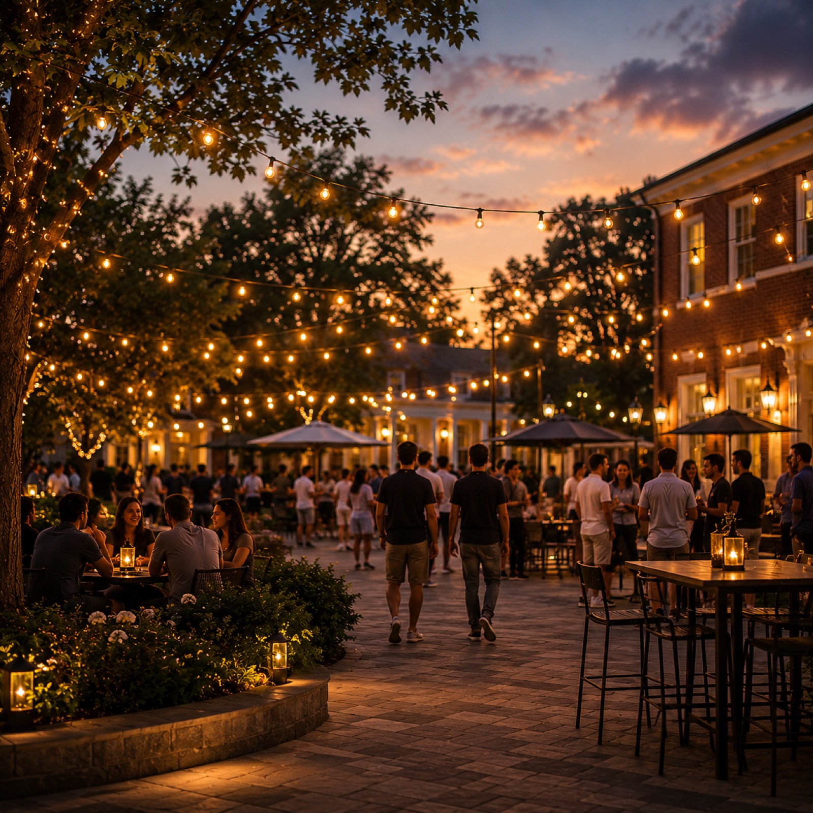 An outdoor chapter event in the evening.